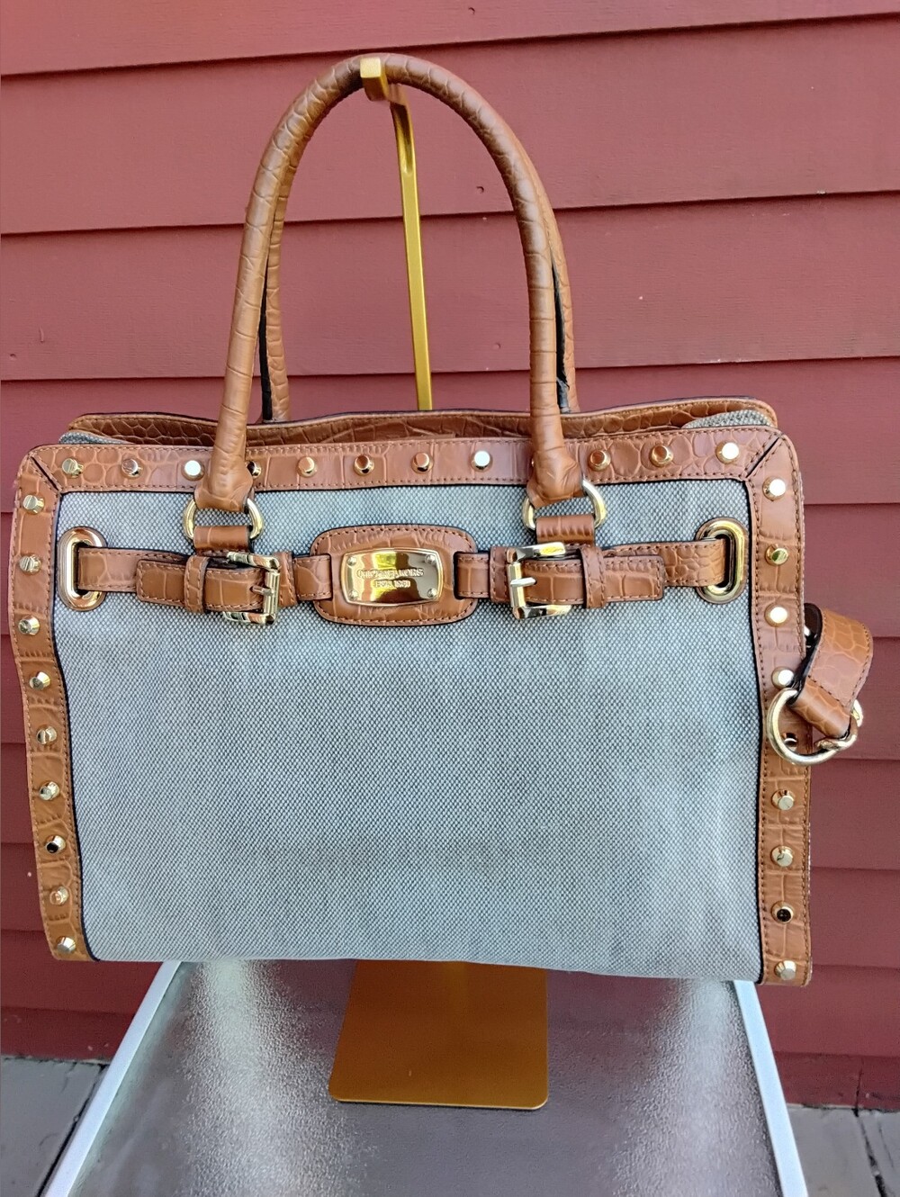 MICHAEL KORS HAMILTON STUDDED TOTE CROSSBODY